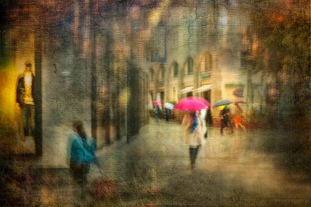 Dreamy City Rain by Anette Ohlendorf — canvas wall art