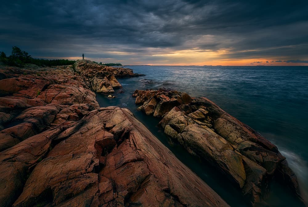 Moody Coastal Sunset by Ben.C.L — canvas wall art