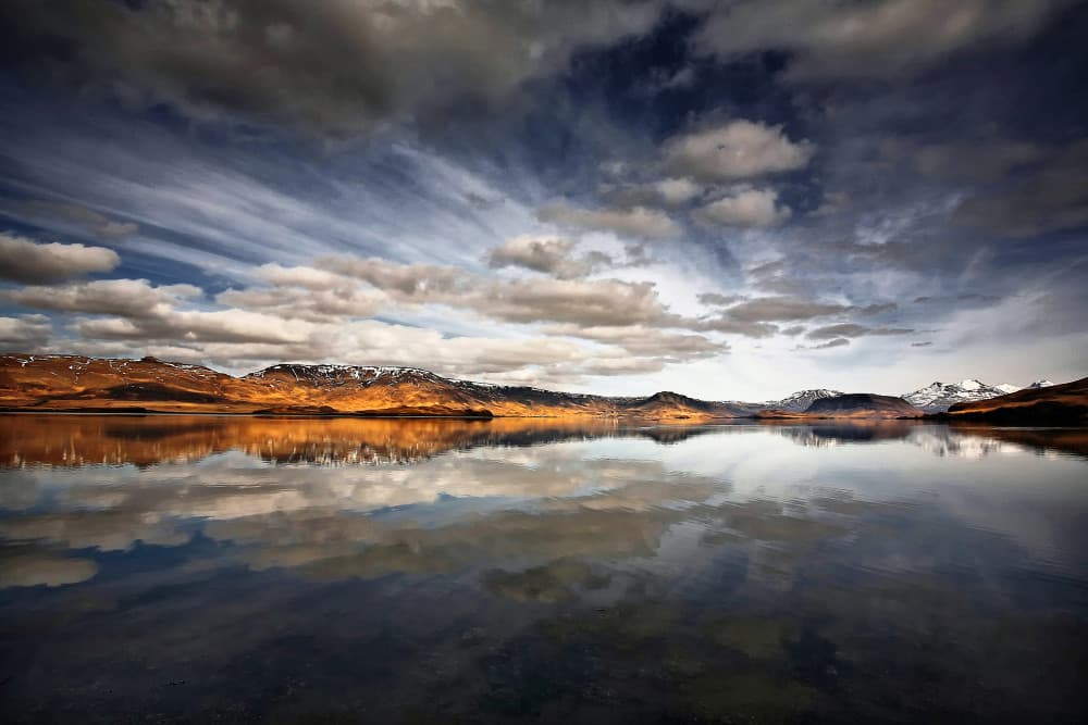 Dramatic Mountain Lake Reflection by Þorsteinn H. Ingibergsson — canvas wall art