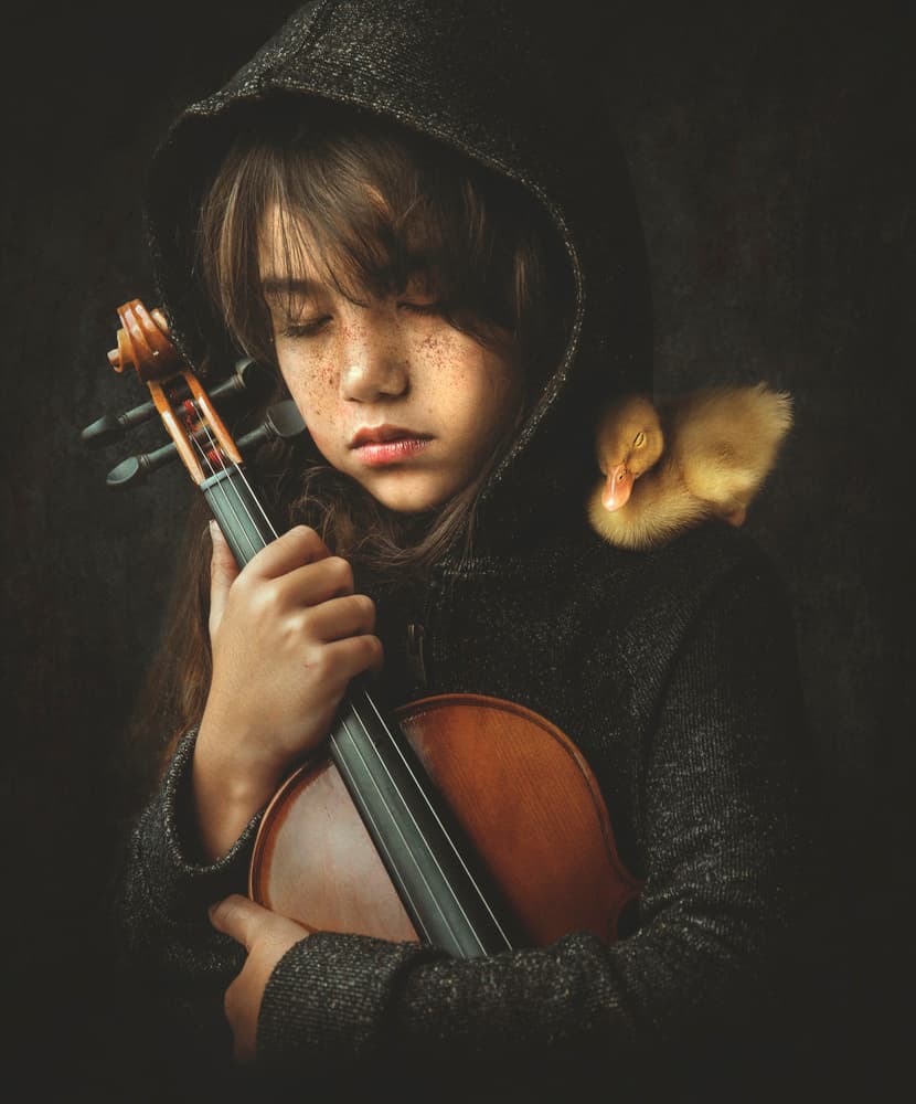 Young Musician And Duckling by Sebastian Kisworo — canvas wall art