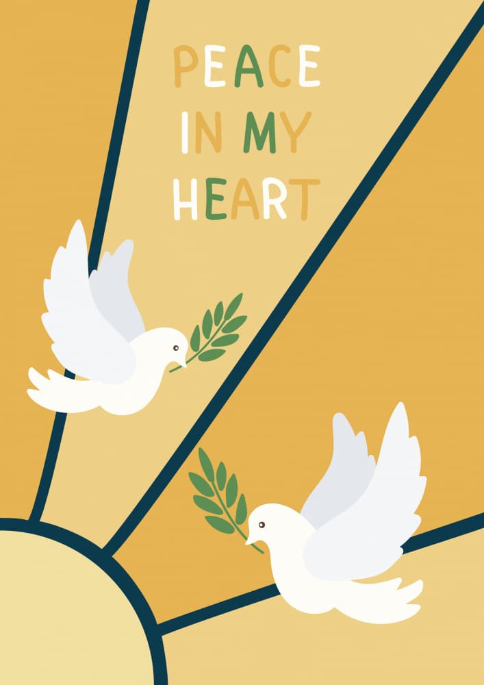 Peace Doves In Heart by Olena Kovalova — canvas wall art