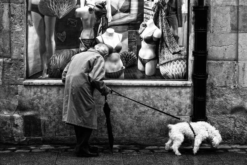 Senior Man Window Shopping by Jose C. Lobato — canvas wall art