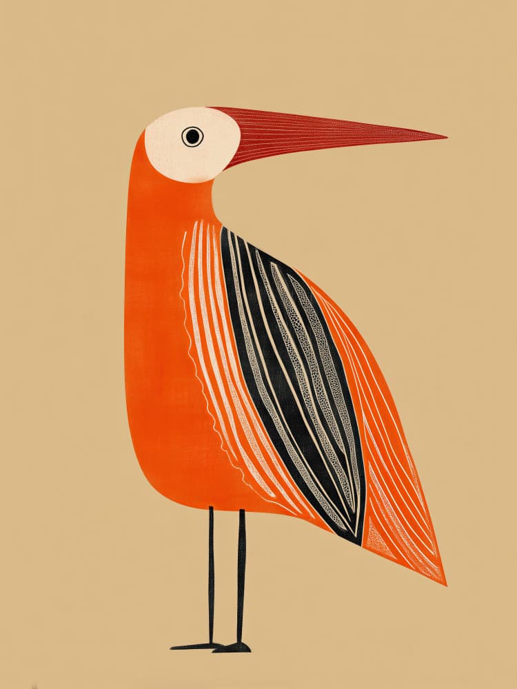 Modern Orange Bird by City Art — canvas wall art