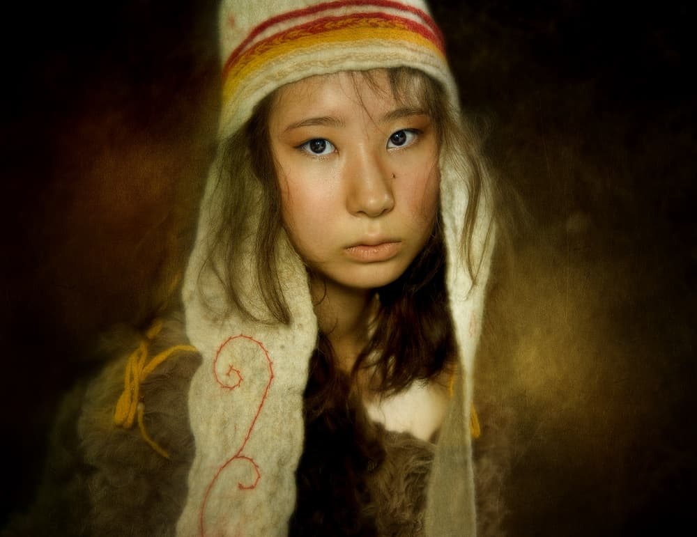 Thoughtful Hooded Child by Svetlana Melik-Nubarova — canvas wall art