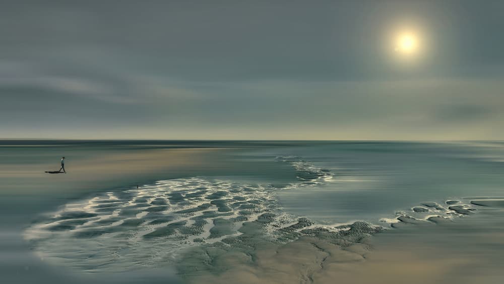 Solitary Shoreline Walk by MingLun Tsai (蔡明倫) — canvas wall art