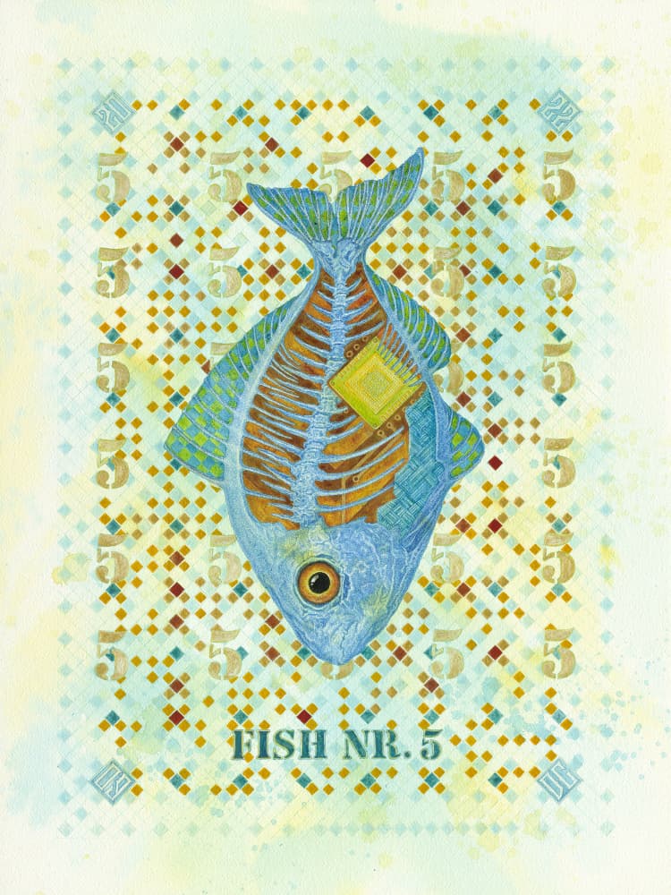 Cybernetic Fish Anatomy by Dobri Gjurkov — canvas wall art