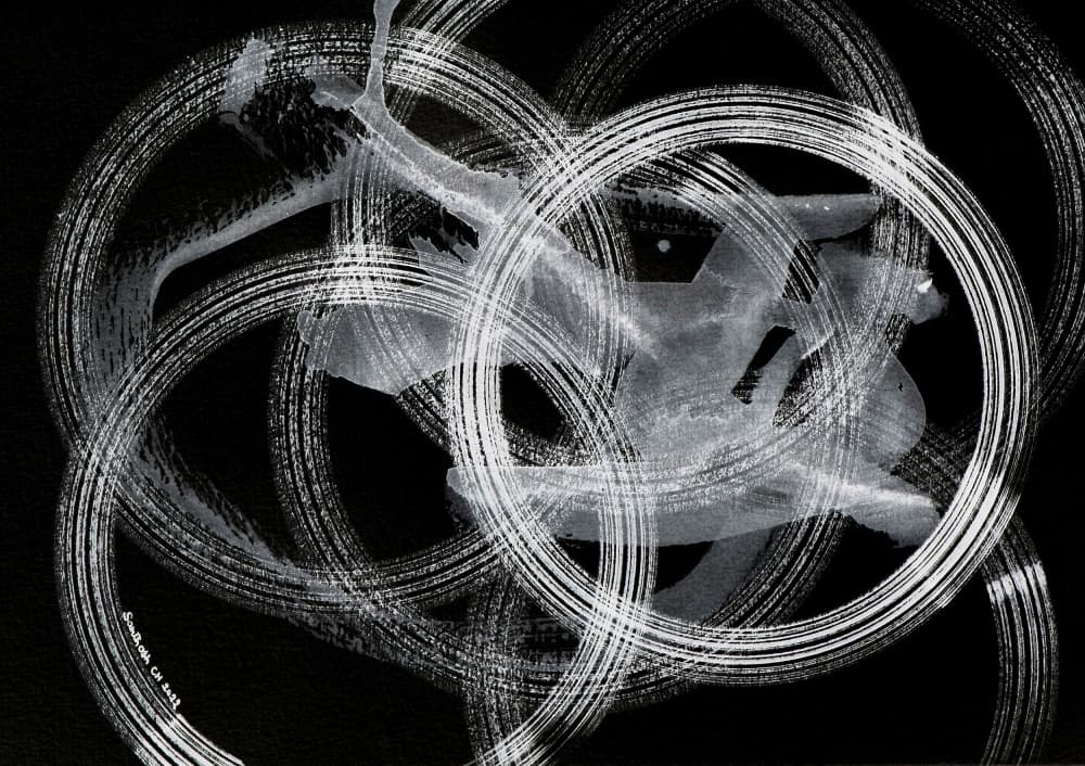 Dynamic White Circles by Santhosh ch — canvas wall art