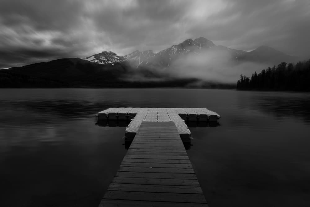 Misty Mountain Dock by Yongnan Li (李永男) — canvas wall art