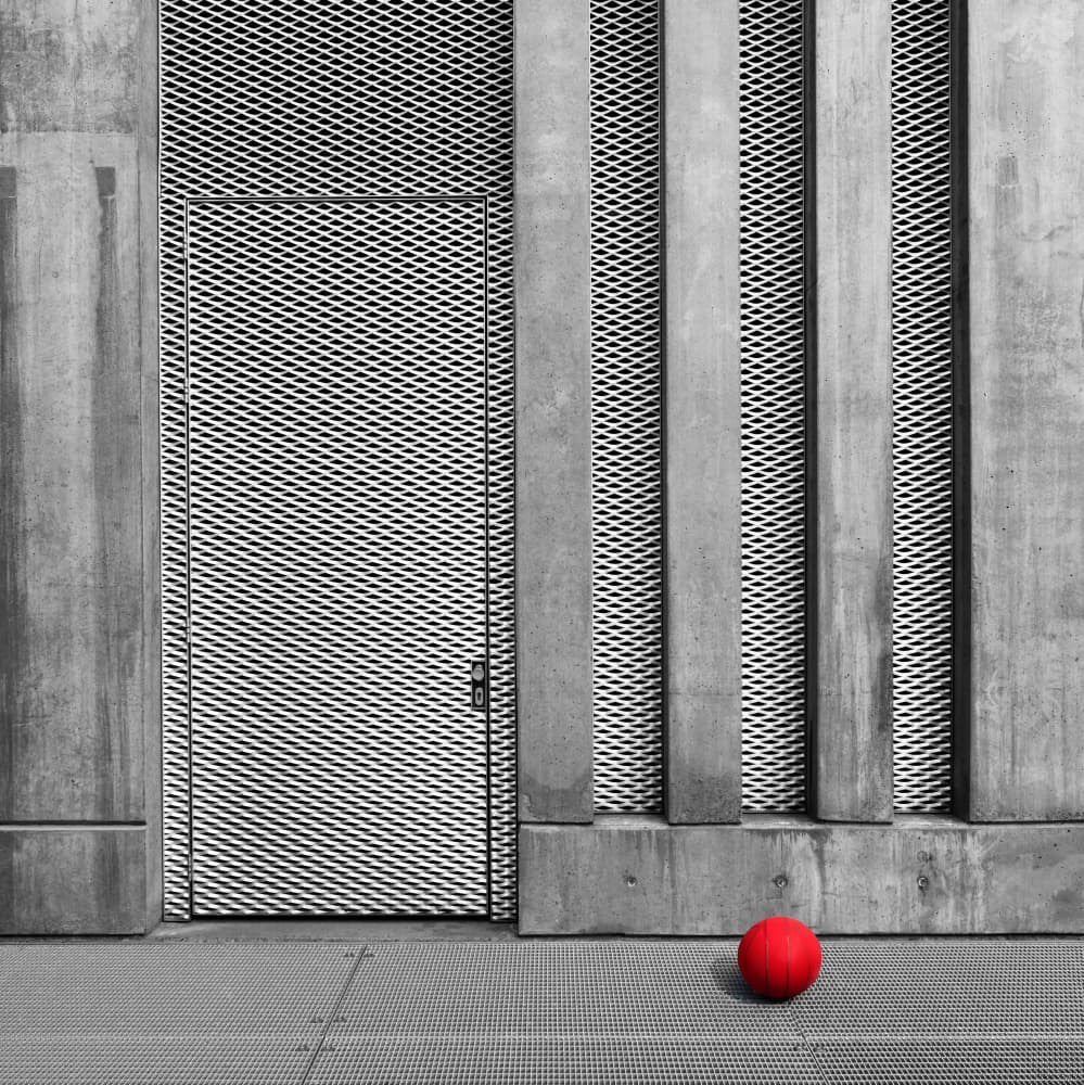 Red Ball Urban Architecture by Roland M Schwerdtfeger — canvas wall art