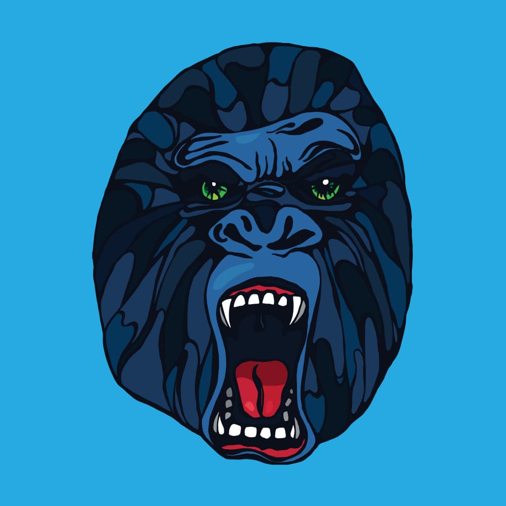 Roaring Blue Gorilla by Marika Barsrsind β canvas wall art