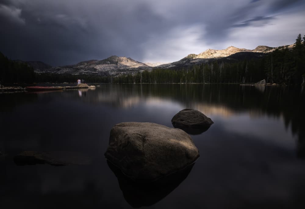 Dramatic Mountain Lake by Joan Zhang — canvas wall art