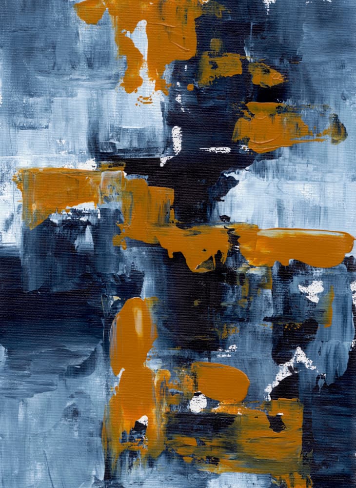 Indigo Orange Abstract by Ejaaz Haniff — canvas wall art
