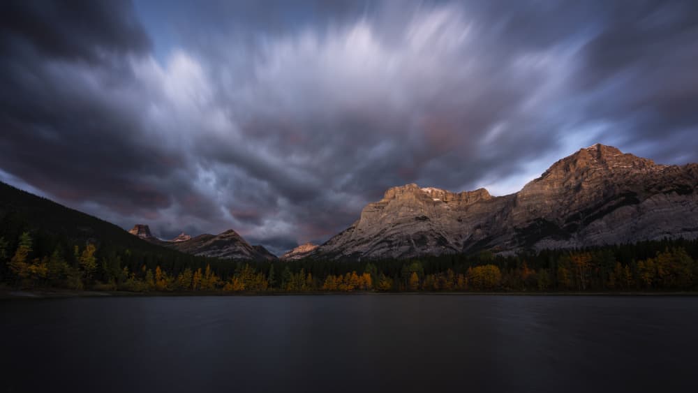Dramatic Autumn Mountain Lake by Linda Lu — canvas wall art