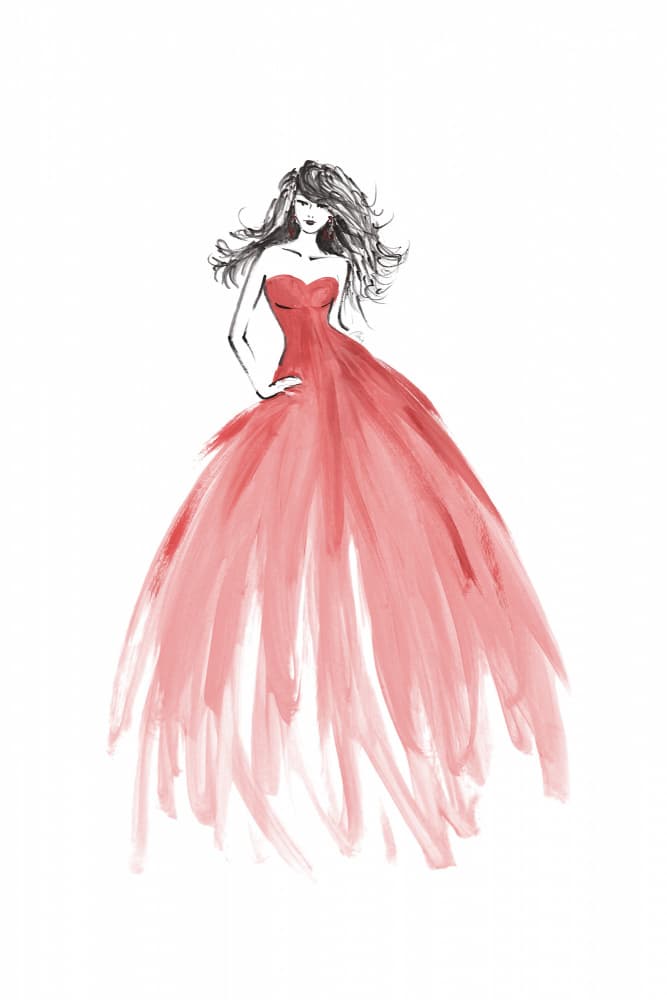 Elegant Red Gown by Rosana Laiz Blursbyai — canvas wall art