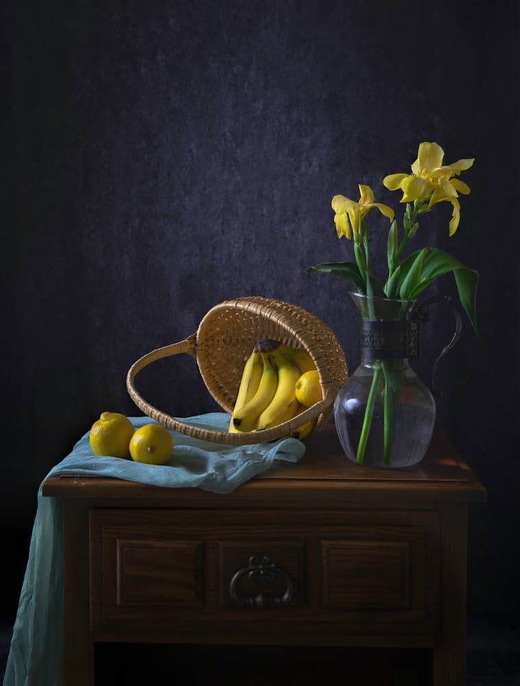 Golden Fruit and Blooms by Binbin L. — canvas wall art