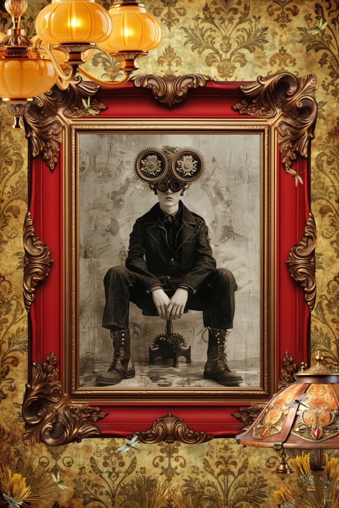 Framed Steampunk Portrait by Sue Skellern — canvas wall art