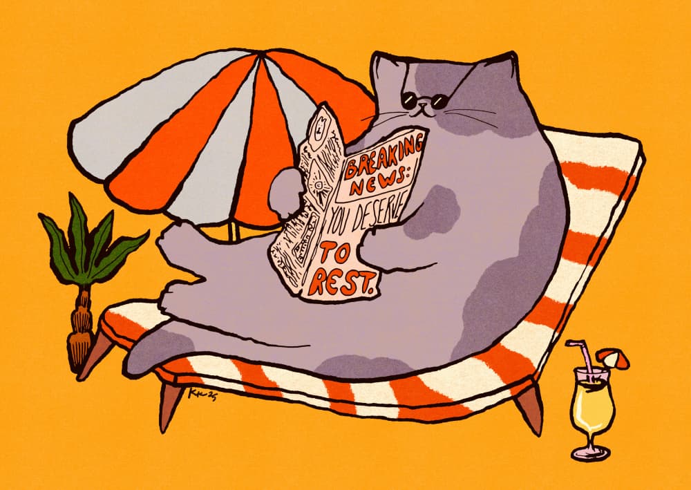 Relaxing Beach Cat by Katariina Kosunen — canvas wall art