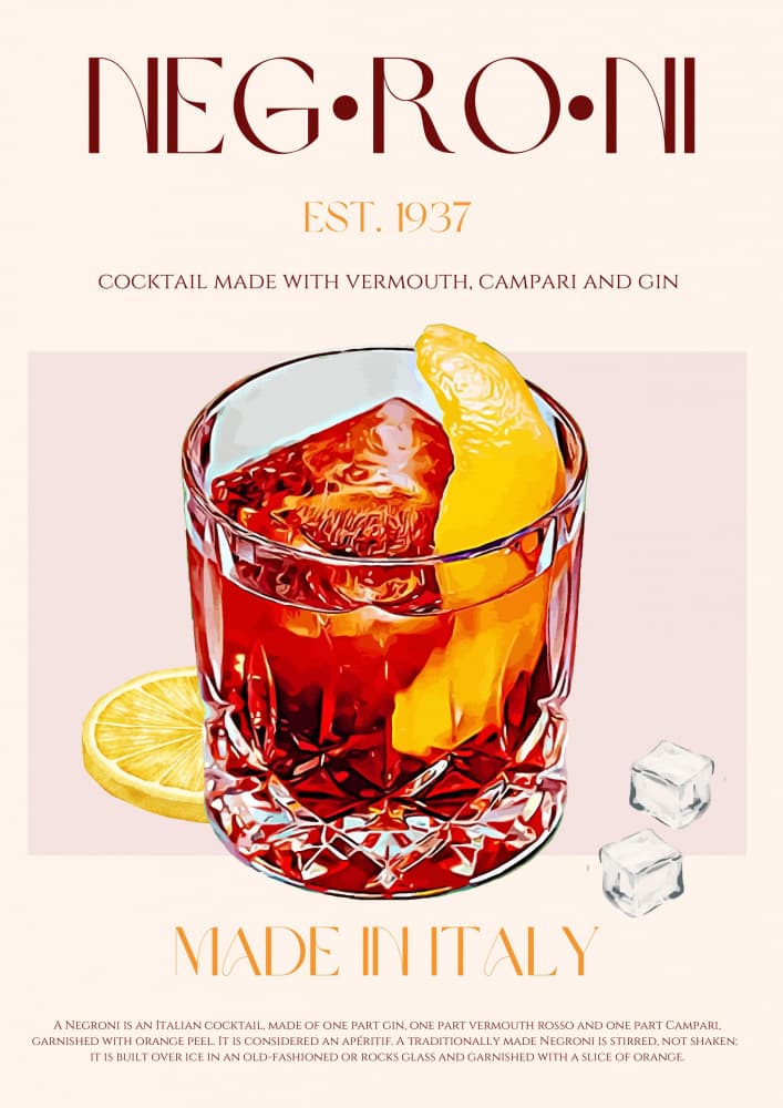 Classic Italian Negroni by Nazma Khokhar — canvas wall art