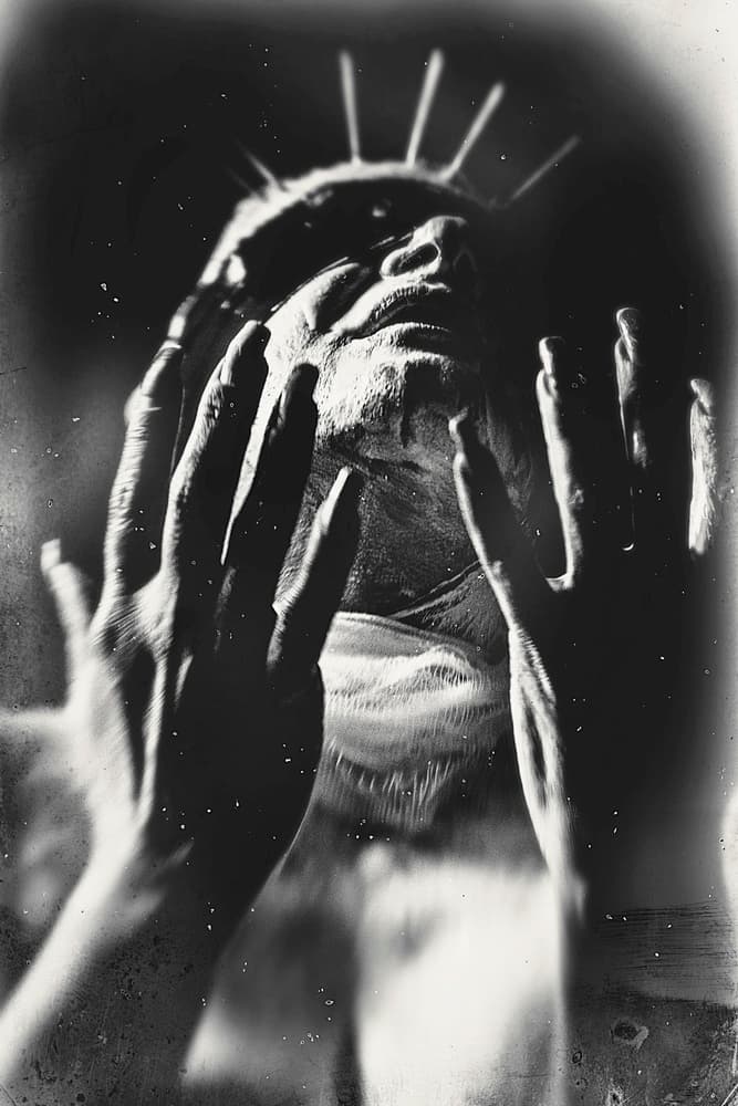 Somber Spiritual Reflection by Bogdan Bouşcă — canvas wall art