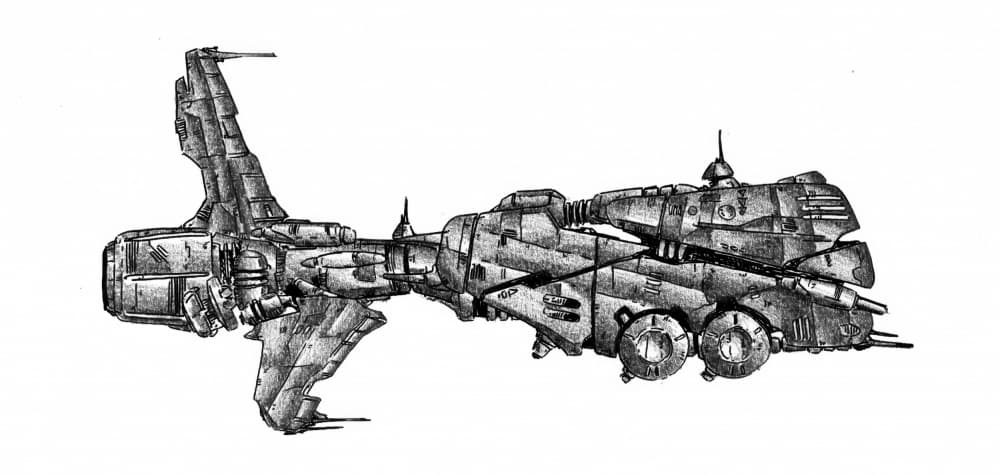 Detailed Sci-Fi Spaceship by Kulik — canvas wall art