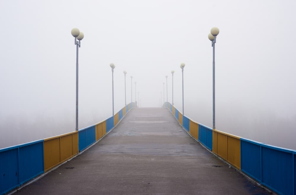 Misty Bridge Path by Andrii Kazun — canvas wall art