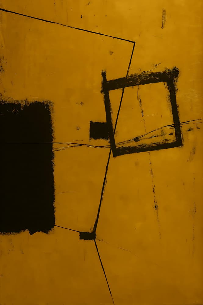 Abstract Black Gold Shapes by HUGO — canvas wall art