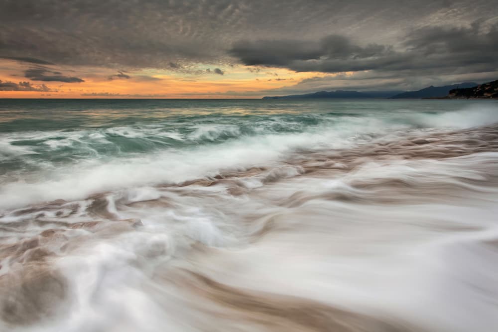 Foaming Waves Sunset by Paolo Bolla — canvas wall art