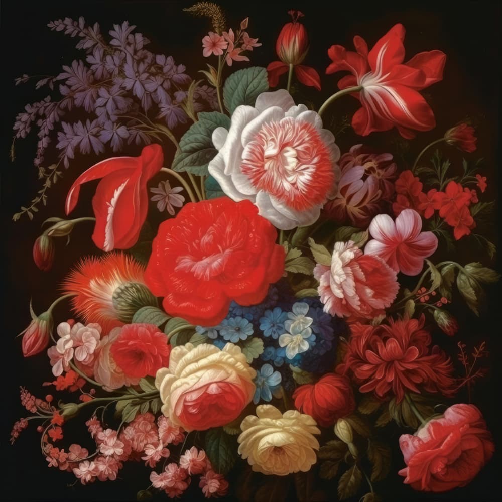 Opulent Dark Floral Bouquet by Bilge Paksoylu — canvas wall art