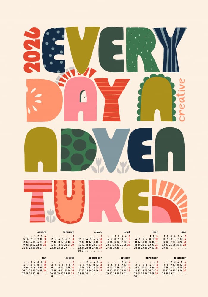 Playful 2026 Calendar by Annick — canvas wall art