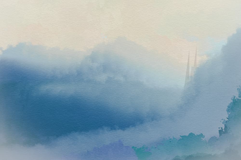 Misty Blue Spires by Josie George — canvas wall art