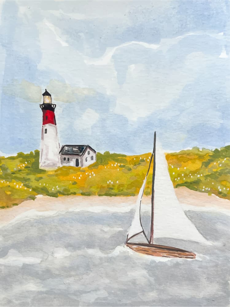 Coastal Lighthouse Sailboat by Madison Phipps — canvas wall art
