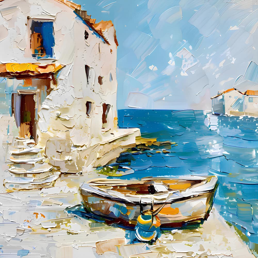 Mediterranean Harbor Boat by Avanesova Elena — canvas wall art