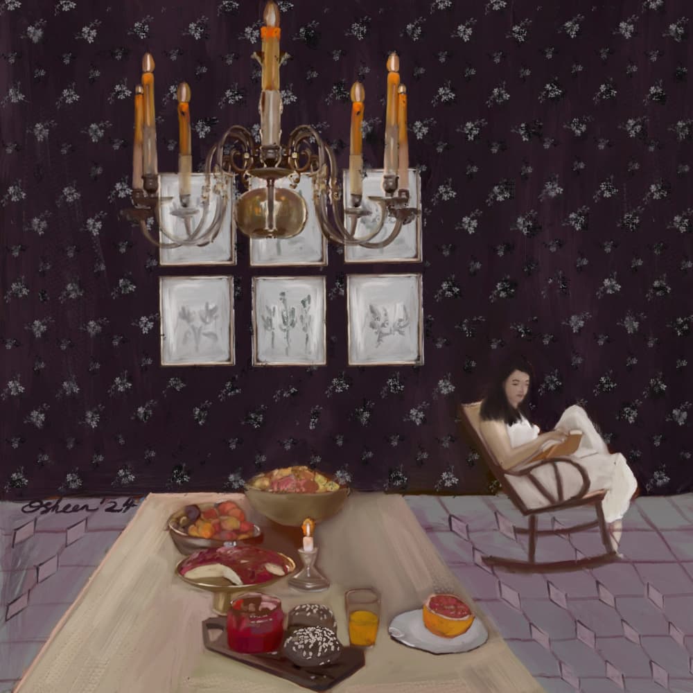 Breakfast and a Book by Osheensgallery — canvas wall art