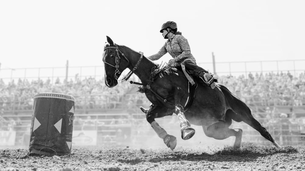 Rodeo Barrel Racing by Steven Zhou — canvas wall art