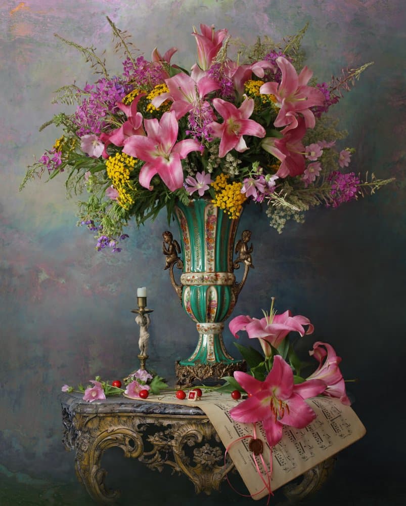 Vibrant Floral Still Life by Andrey Morozov — canvas wall art