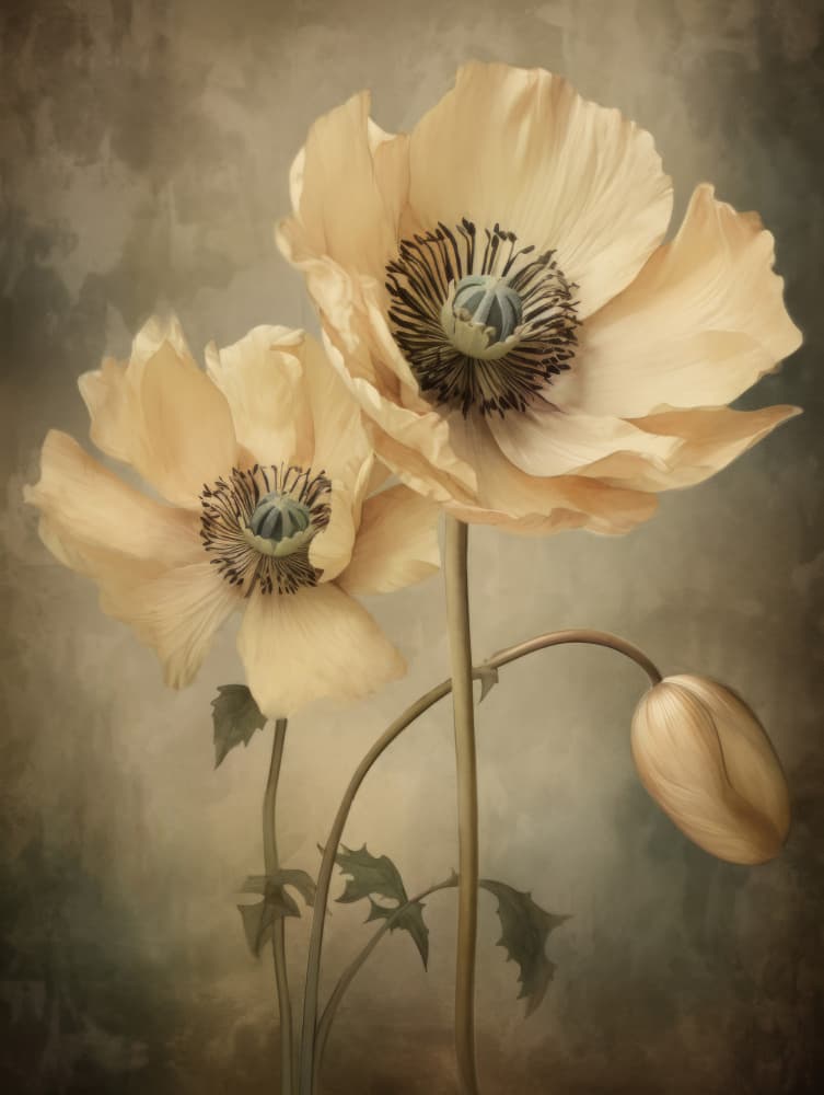 Delicate Yellow Poppies by Bilge Paksoylu — canvas wall art