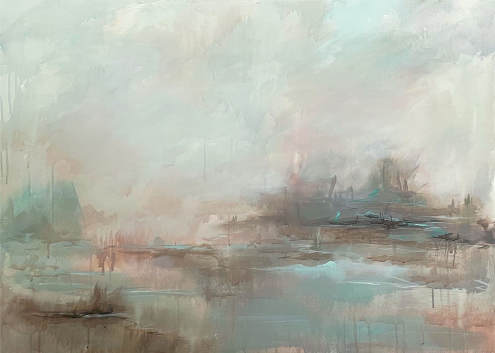 Misty Abstract Landscape by Maria Borglund — canvas wall art