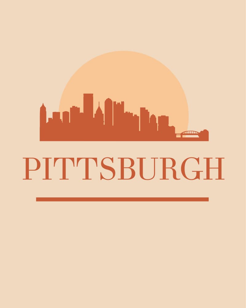 Pittsburgh Sunset Skyline by Emiliano Deificus — canvas wall art