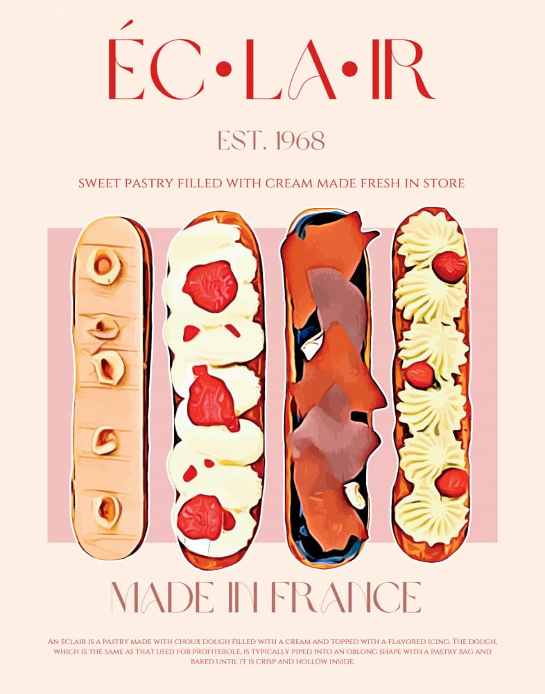Delicious French Eclairs by Nazma Khokhar — canvas wall art