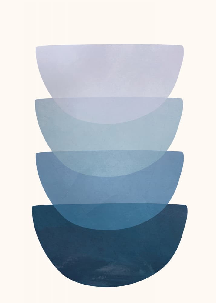 Stacked Blue Bowls by City Art — canvas wall art