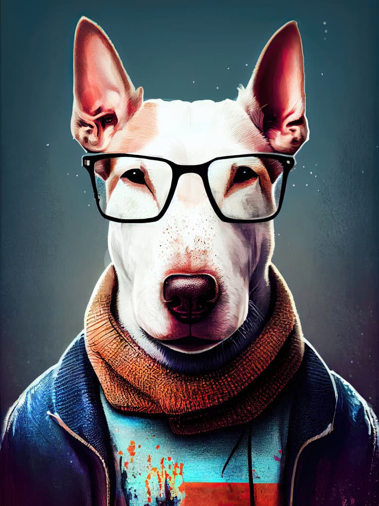 Hipster Bull Terrier by Justyna Jaszke — canvas wall art