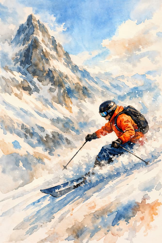 Dynamic Mountain Skier by Natalie Bruns — canvas wall art