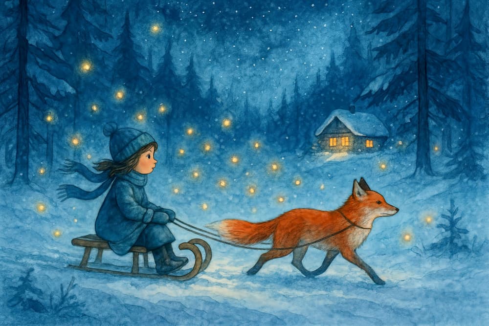 Magical Winter Fox Ride by Natalie Bruns — canvas wall art
