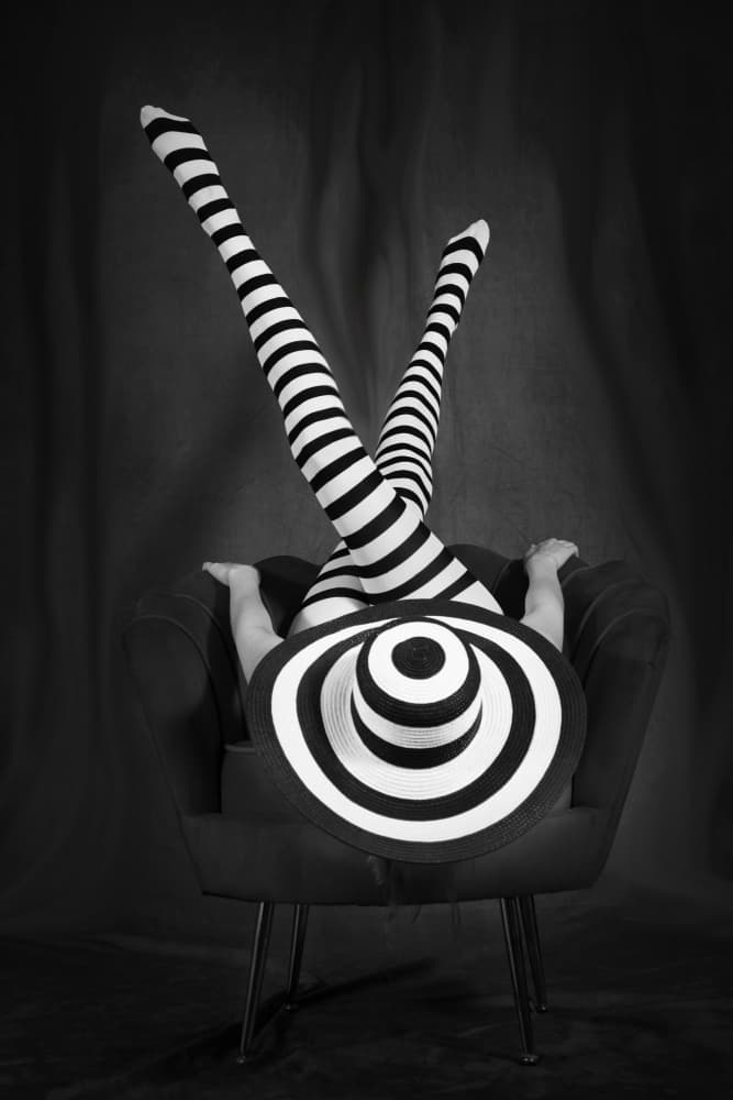 Striped Legs And Hat by Christine von Diepenbroek — canvas wall art