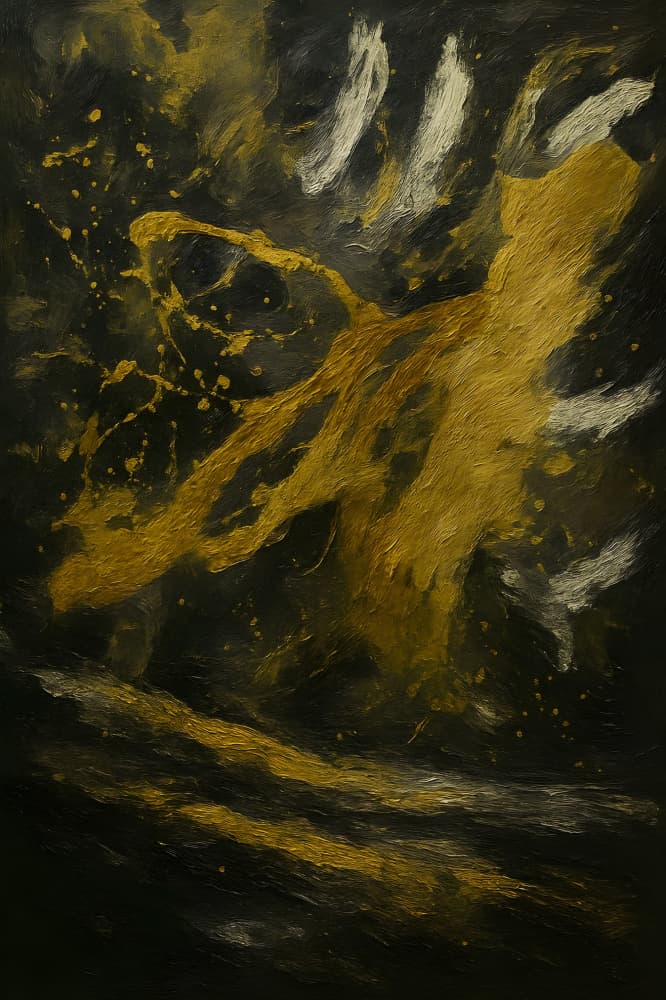 Golden Abstract Flow by HUGO — canvas wall art