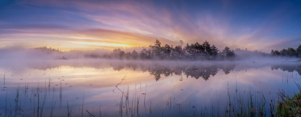 Colorful Lake Mist Sunrise by Benny Pettersson — canvas wall art