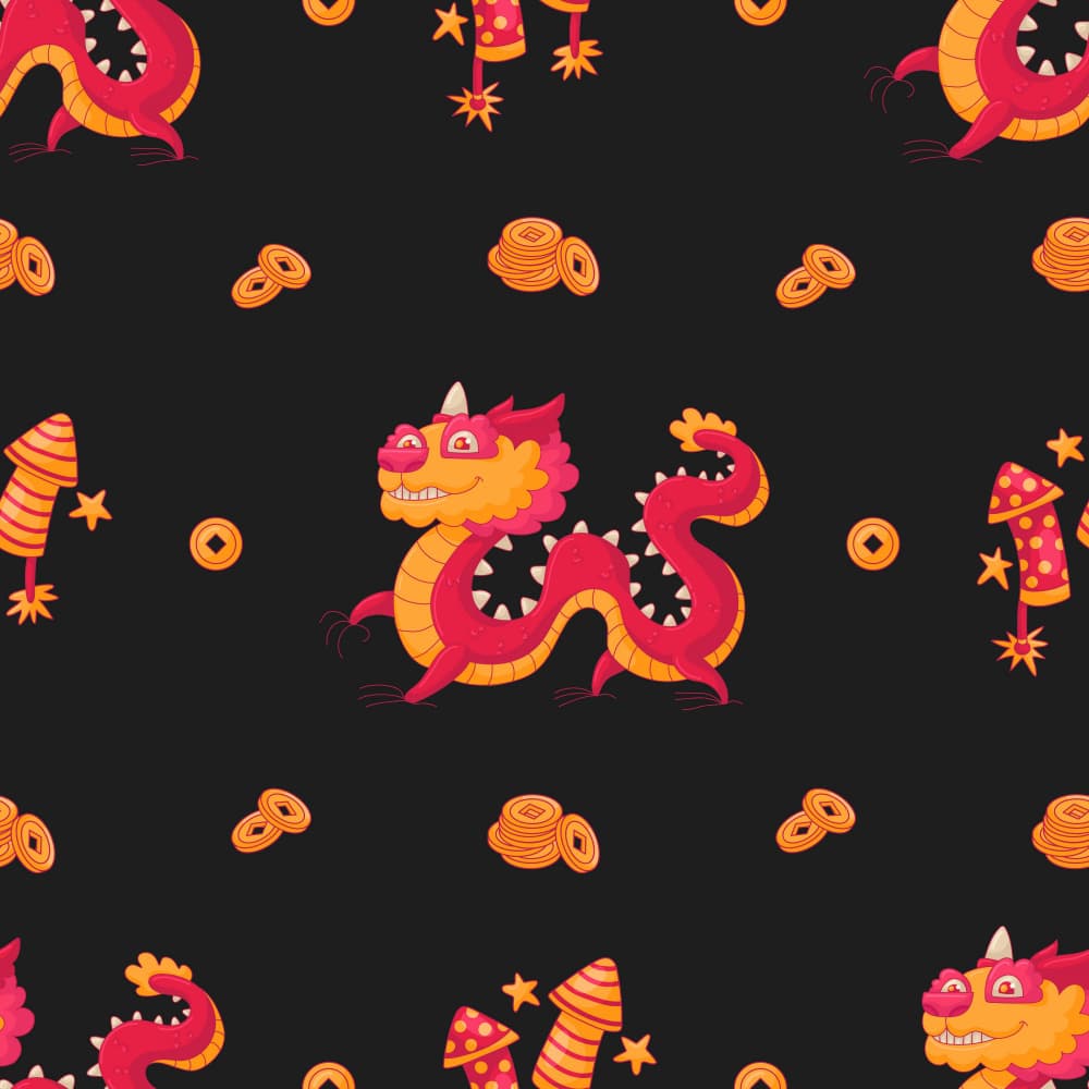 Festive Chinese Dragon Pattern by Marika Barsrsind β canvas wall art