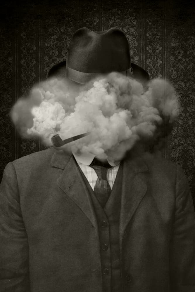 Man With Smoke Head by Marja van den Hurk — canvas wall art