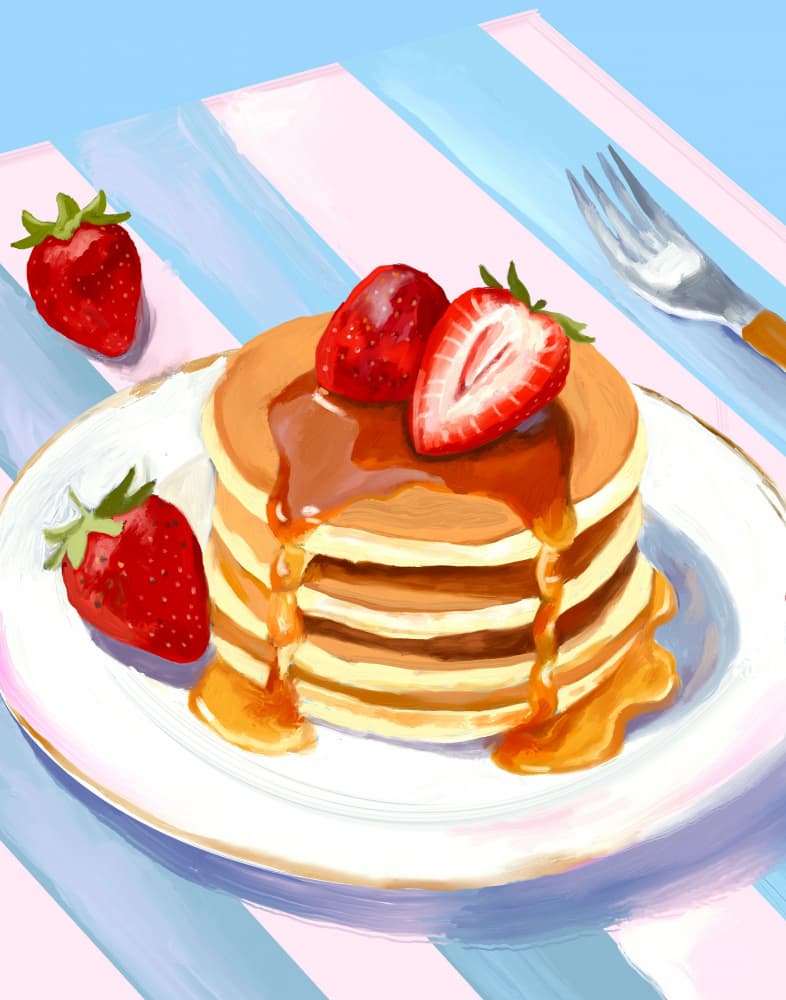 Strawberry Pancake Stack by Josie George — canvas wall art