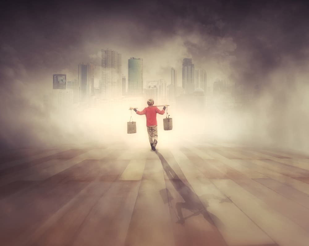 Child's Urban Journey by hardibudi — canvas wall art